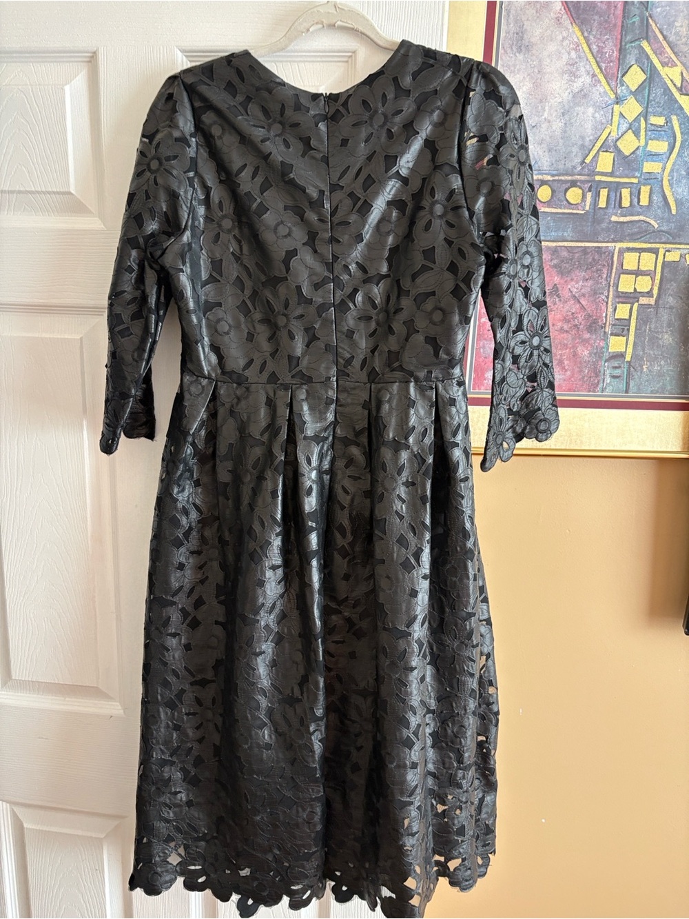 Molly Bracken Black Floral Lace Midi Dress